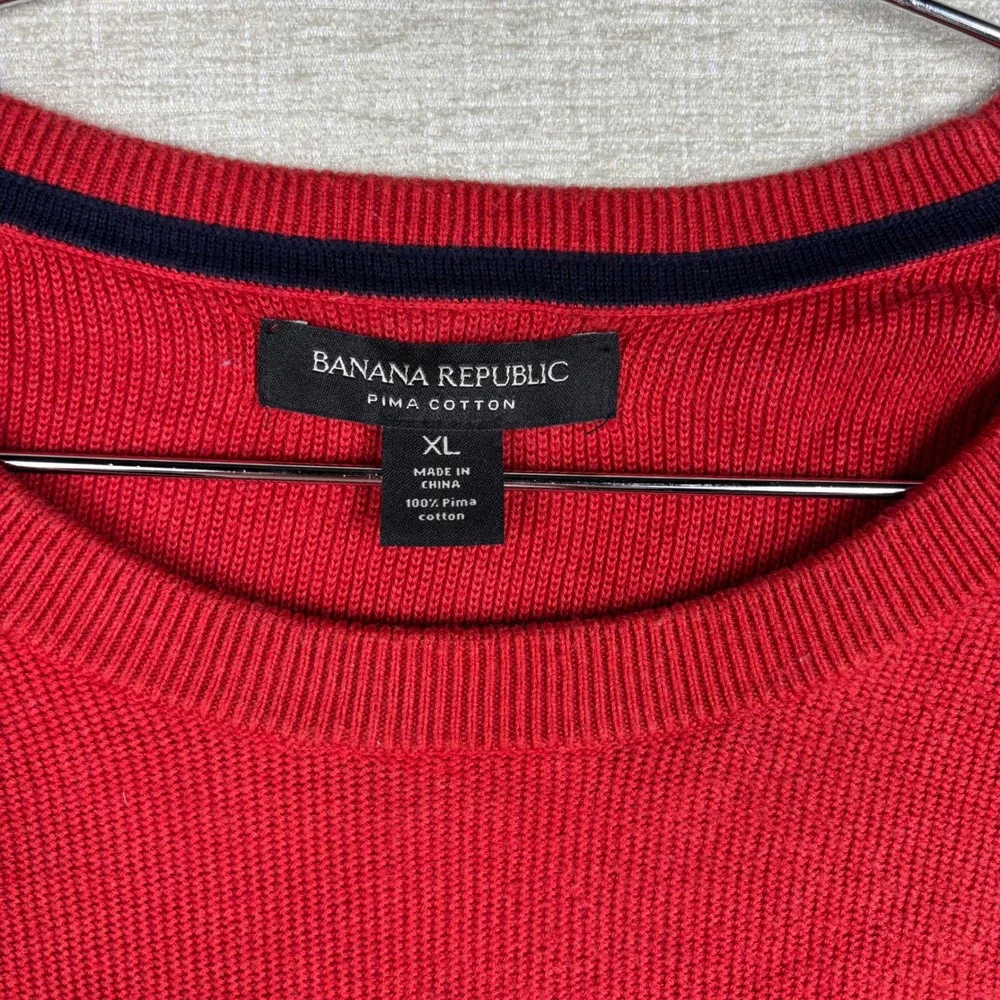 Banana Republic Mens XL Red Pima Cotton Crewneck Knit Sweater Pullover Classic